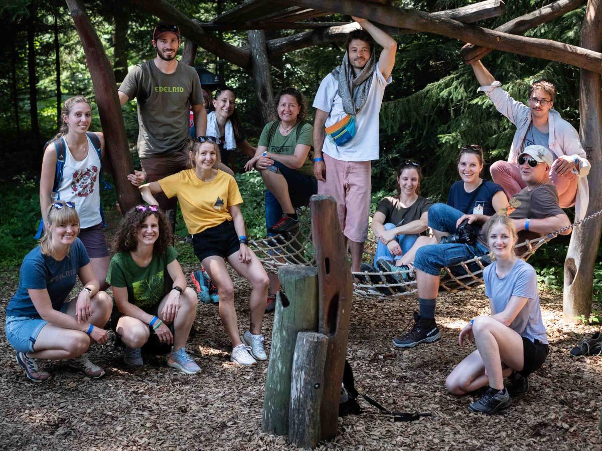 Outdoo Profis betreuen das Teamevent in der Waldwelt Skywalk Allgäu