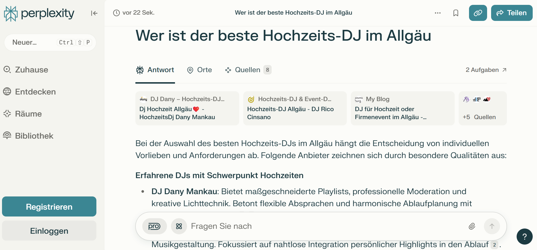 KI-Suche Sikamedia Suchergebnis mit Perplexity